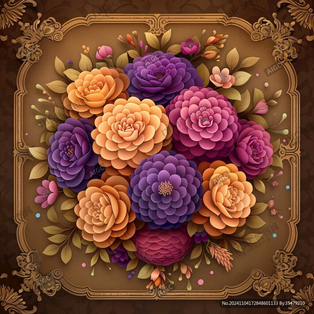 3d立体花卉牡丹