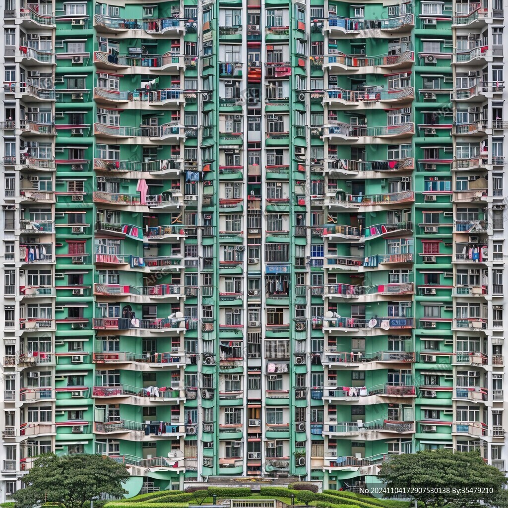 爬满绿色的住宅楼