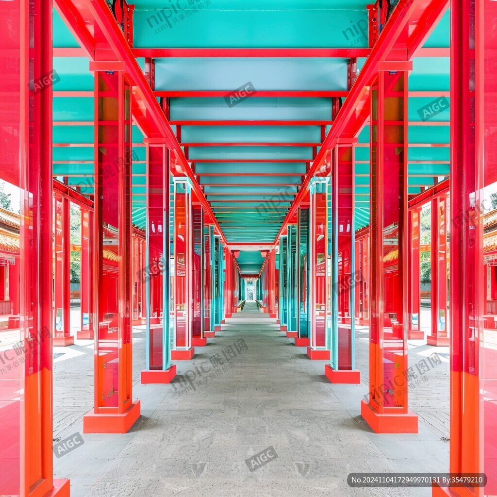 仿古红色走廊