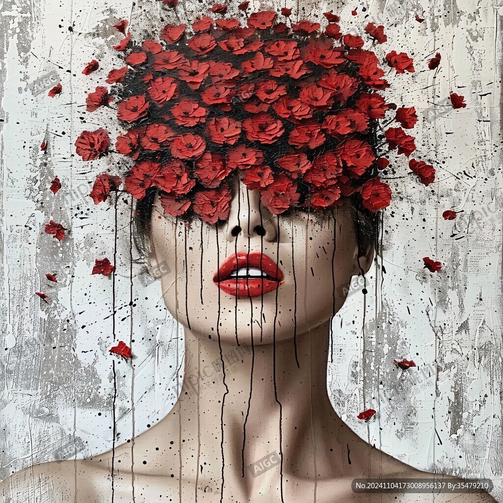 玫瑰花女人素材