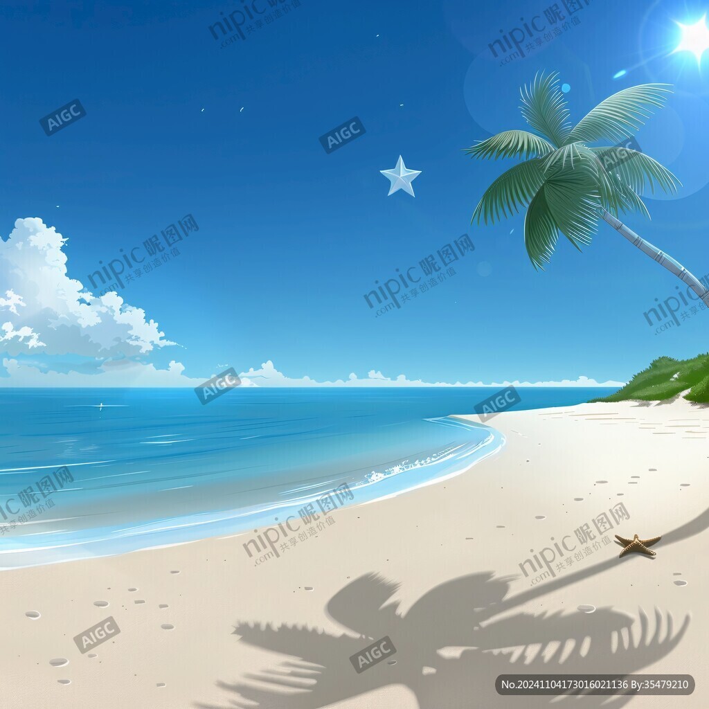 海滩椰树风景