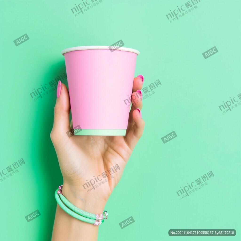 手拿着一次性杯子