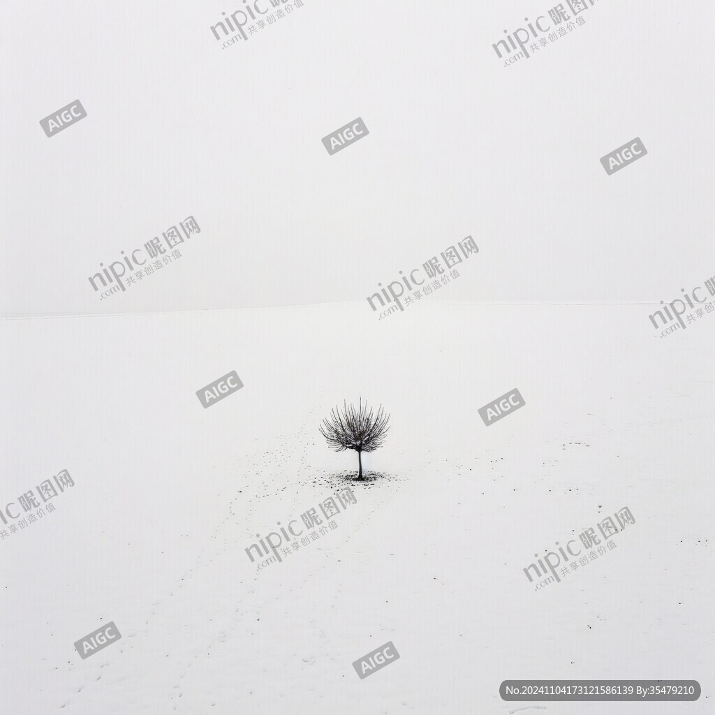 雪地一颗无叶树