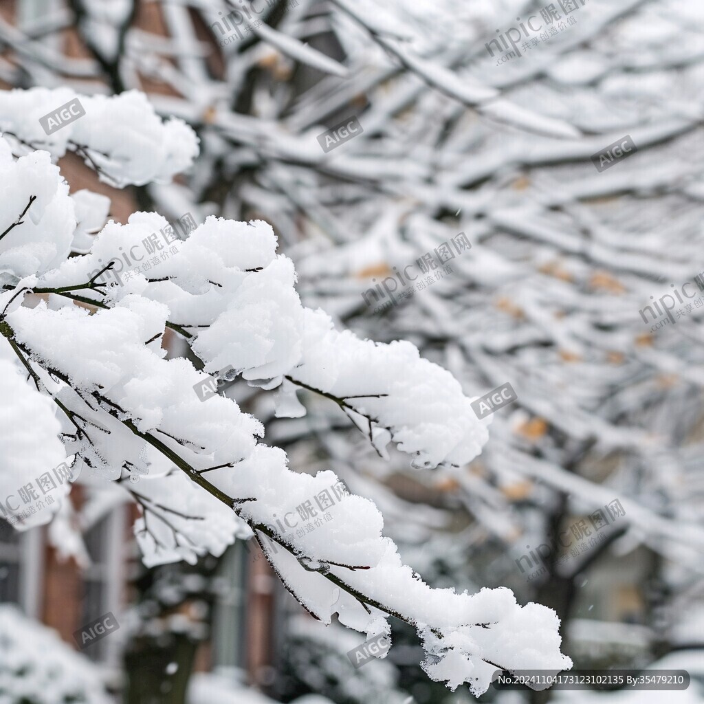 白雪压枝