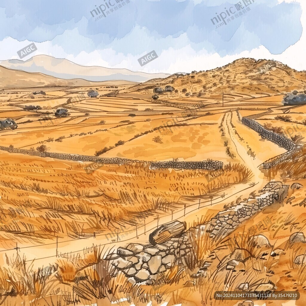 戈壁滩插画