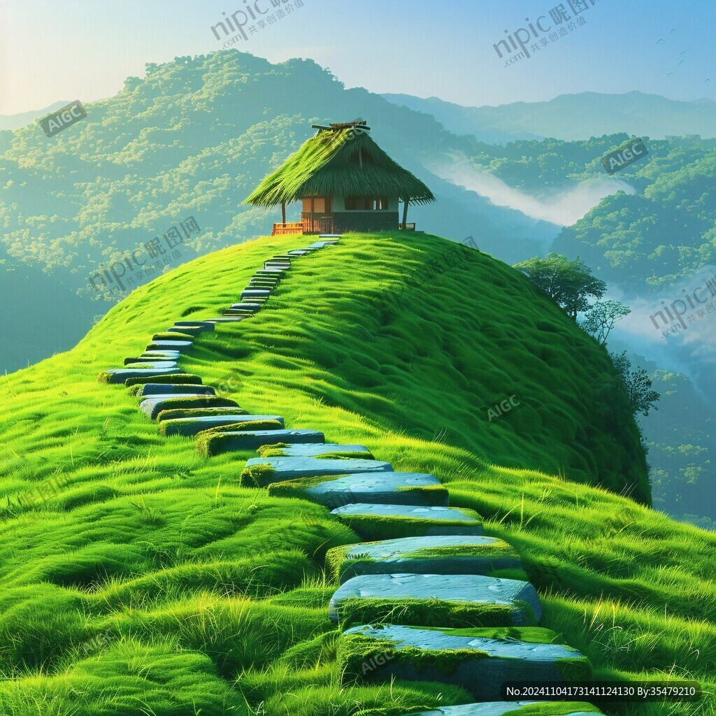 唯美绿色台阶