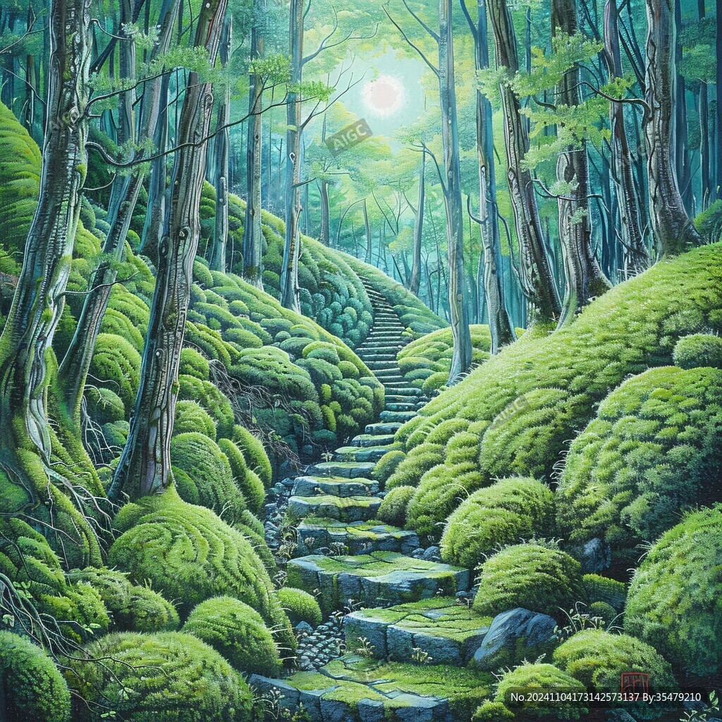 林间小道手绘