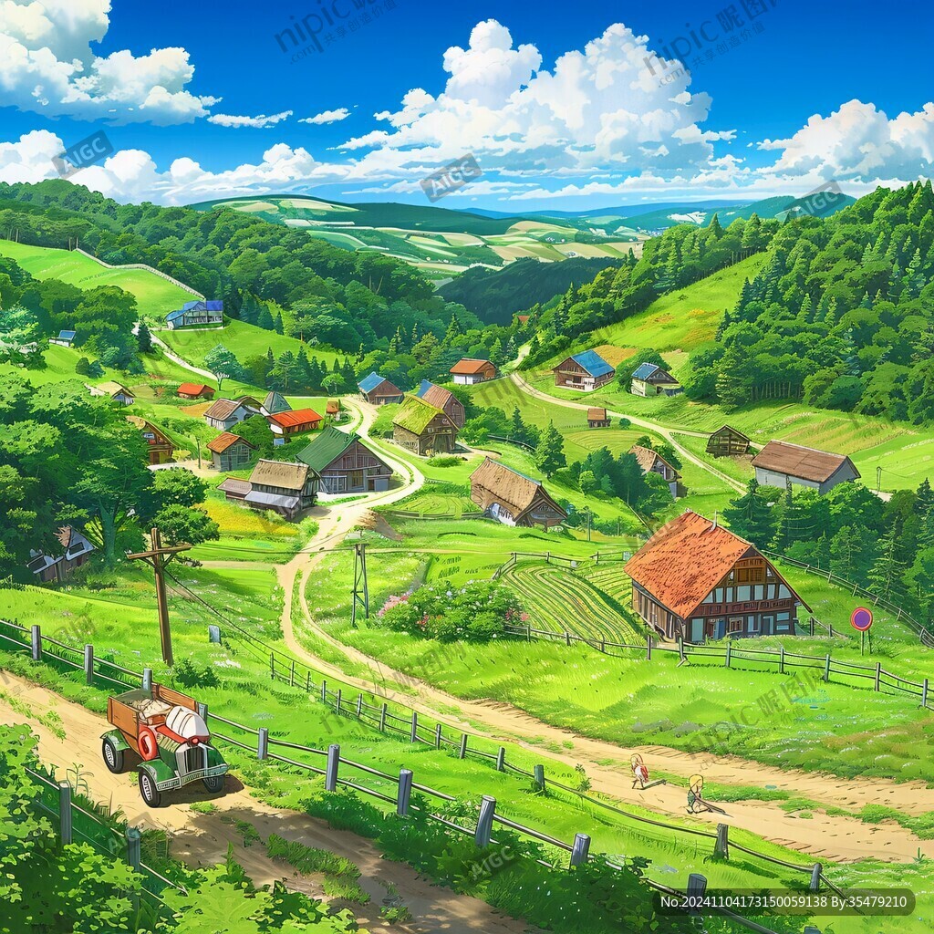 乡村场景插画