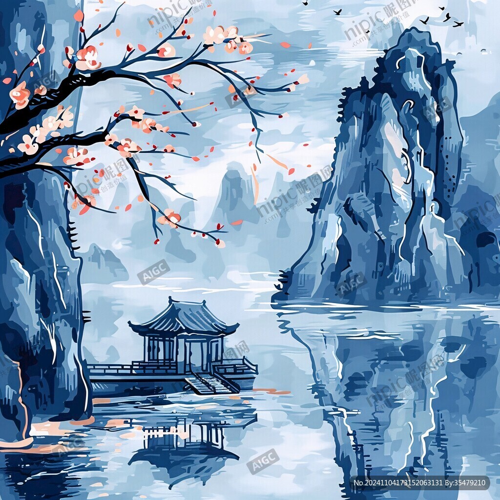 插画爱晚亭