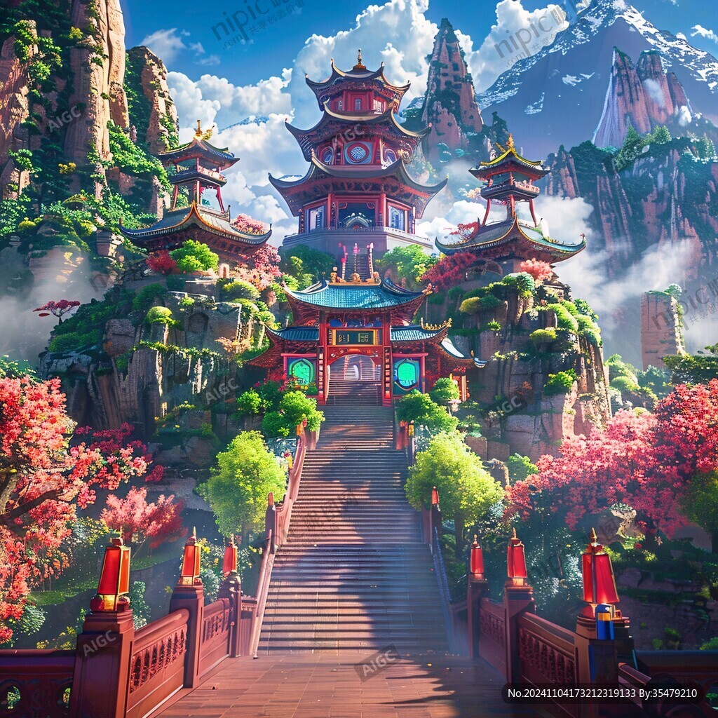 宫殿楼阁仙境仙人大殿