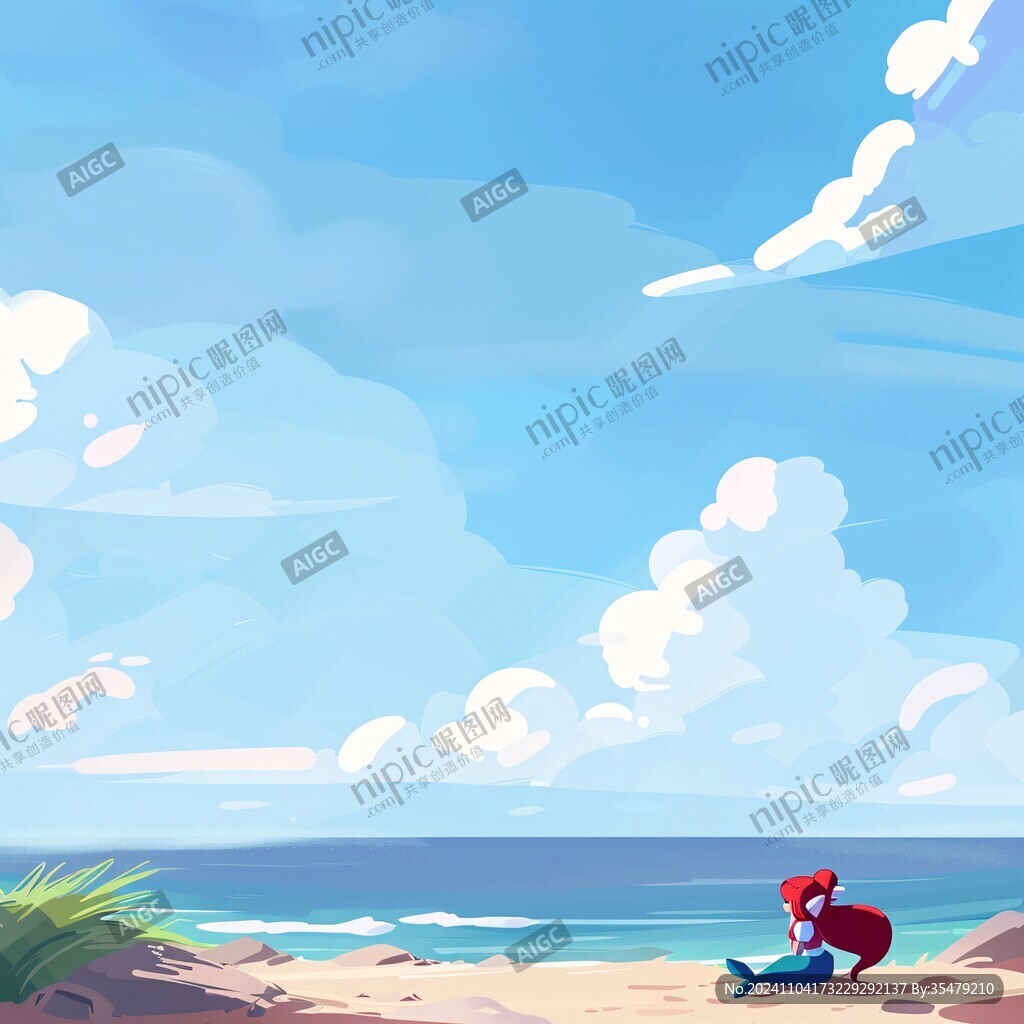 海边天空插画