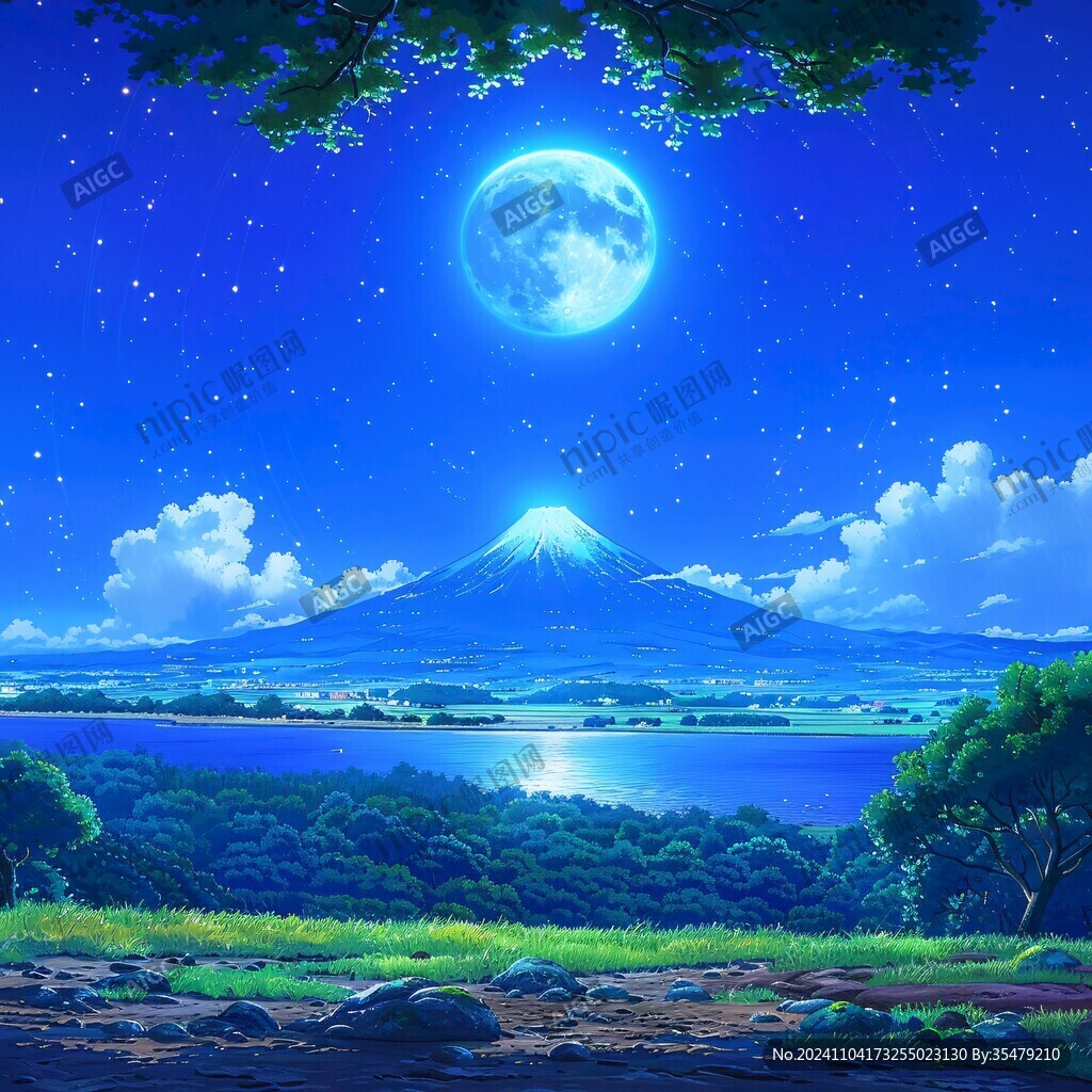皓月雄风景观插画
