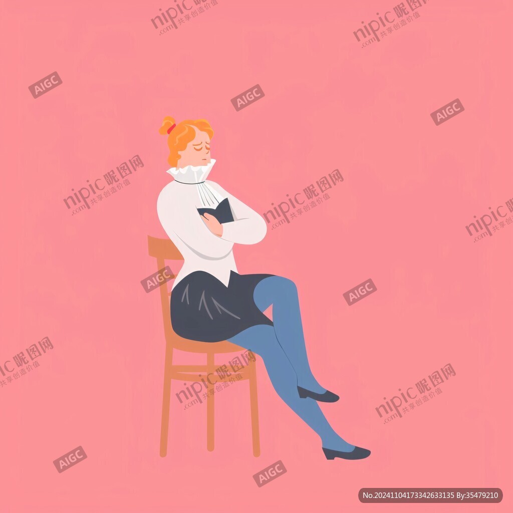 坐姿人物插画