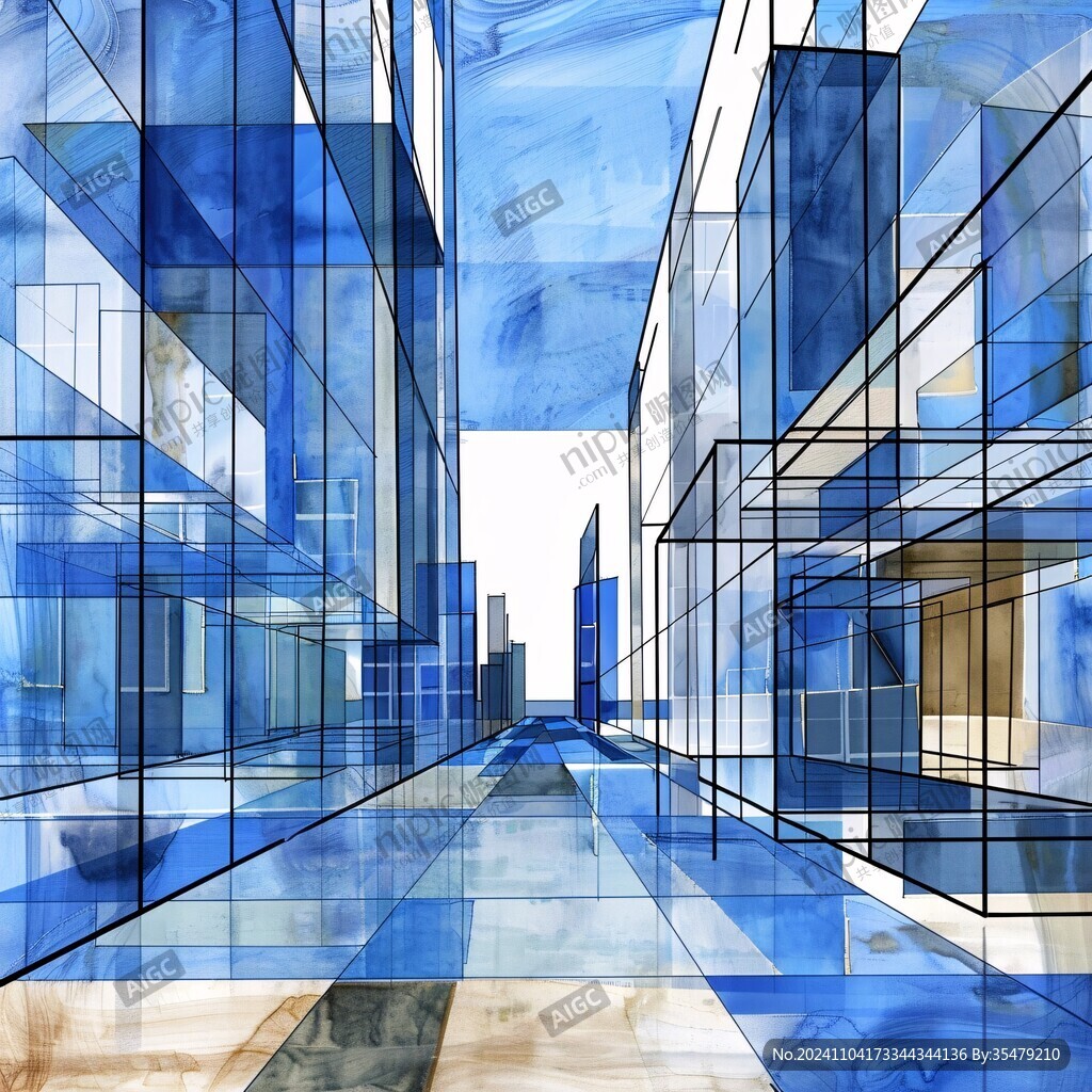 现代建筑插画