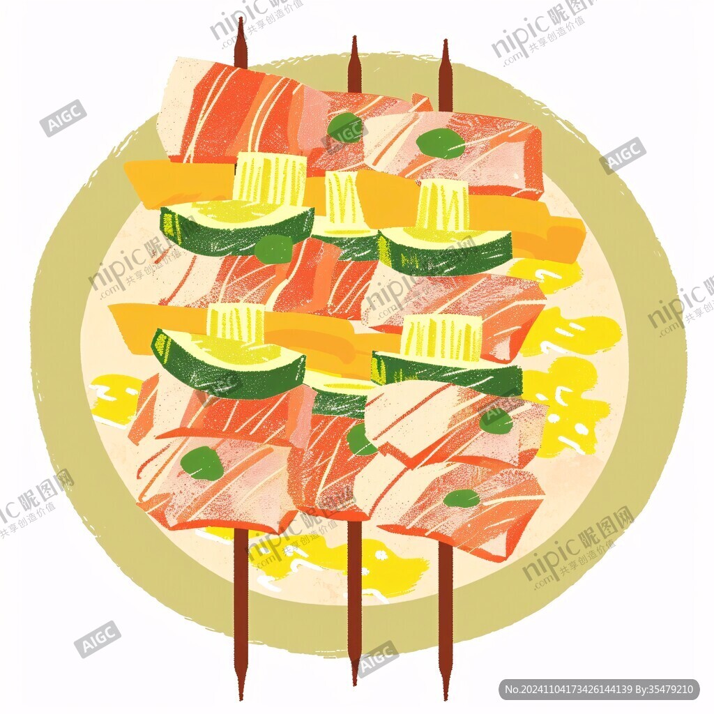 手绘烧烤美食插画