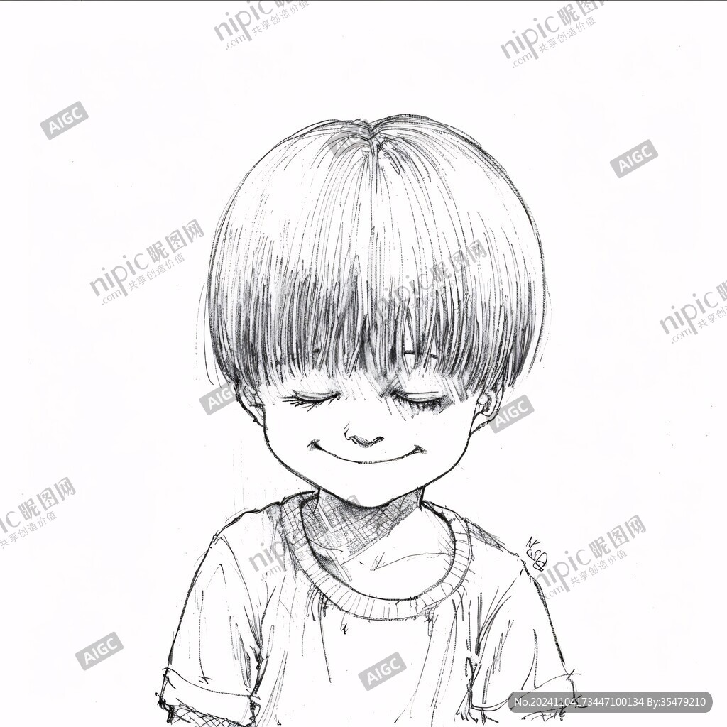 小男孩线稿