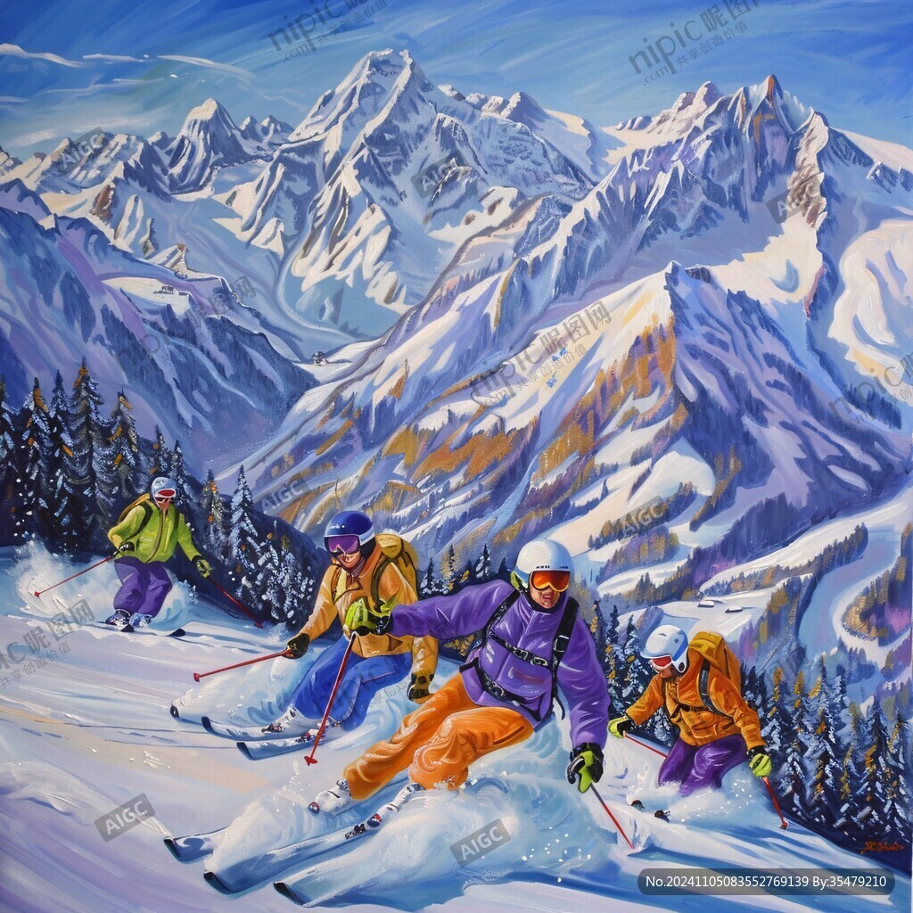 滑雪场墙画