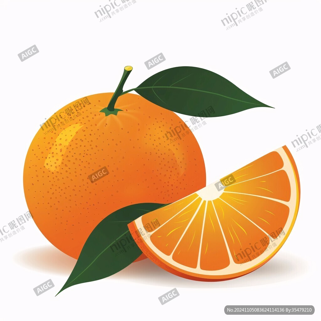 桔子水果插画