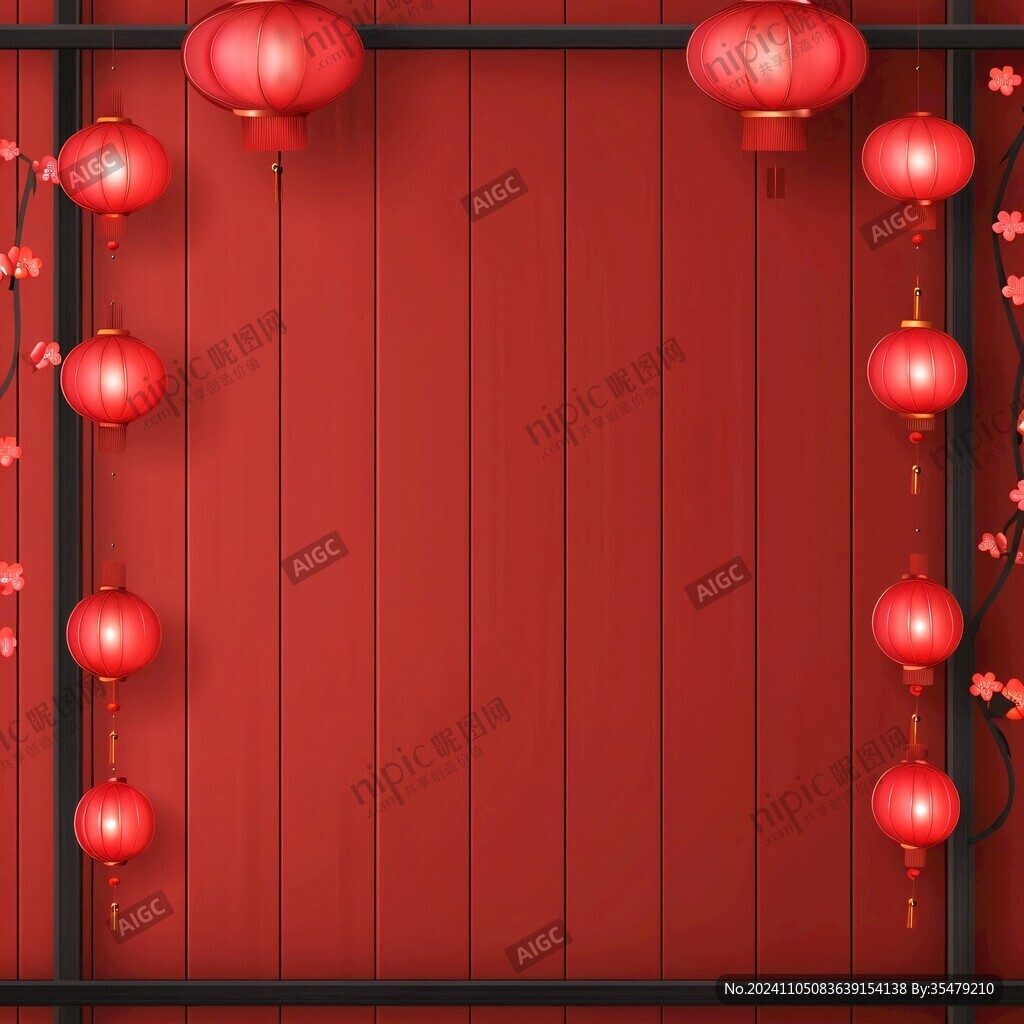红色边框灯笼背景