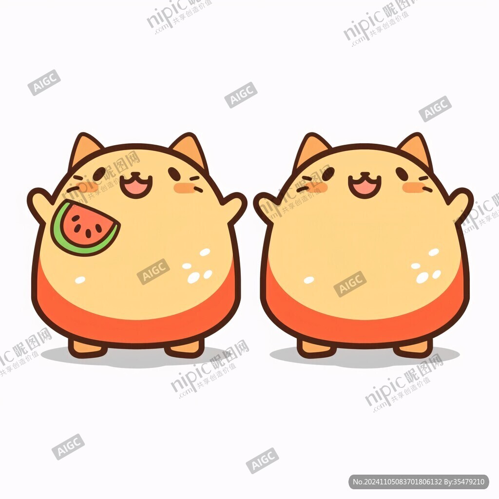 咕卡贴纸小猪猪与西瓜