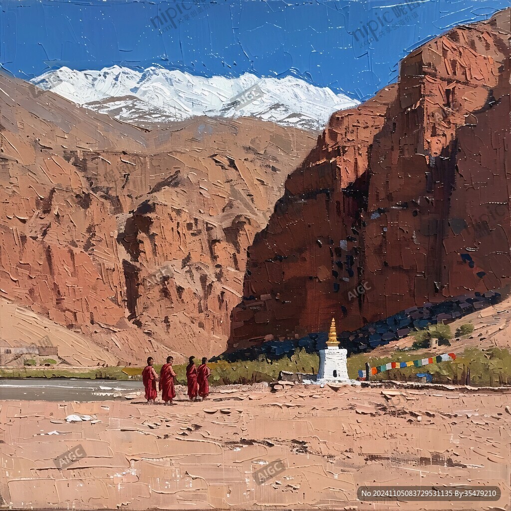 青藏高原油画设计