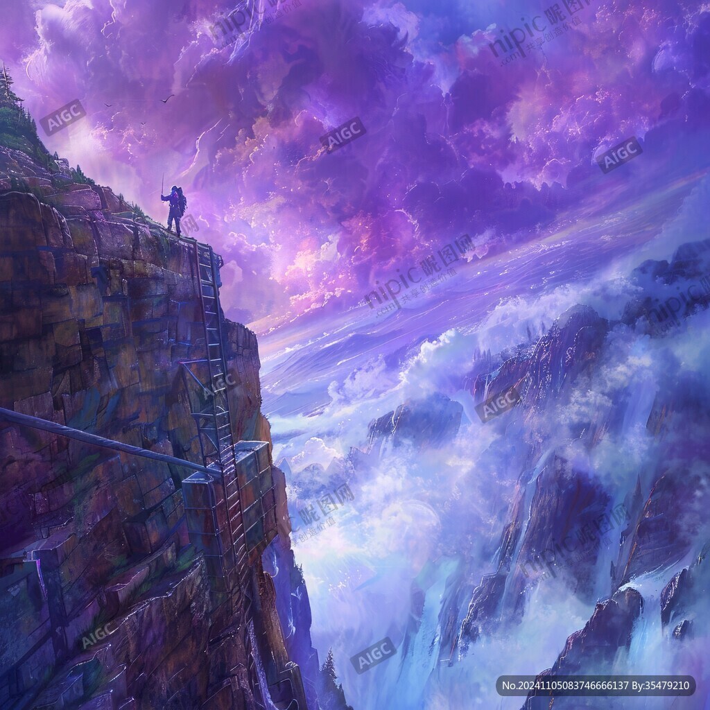 手绘紫色梦幻场景