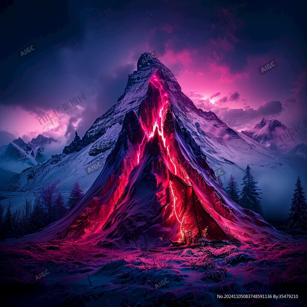 红色的火山灯光造型