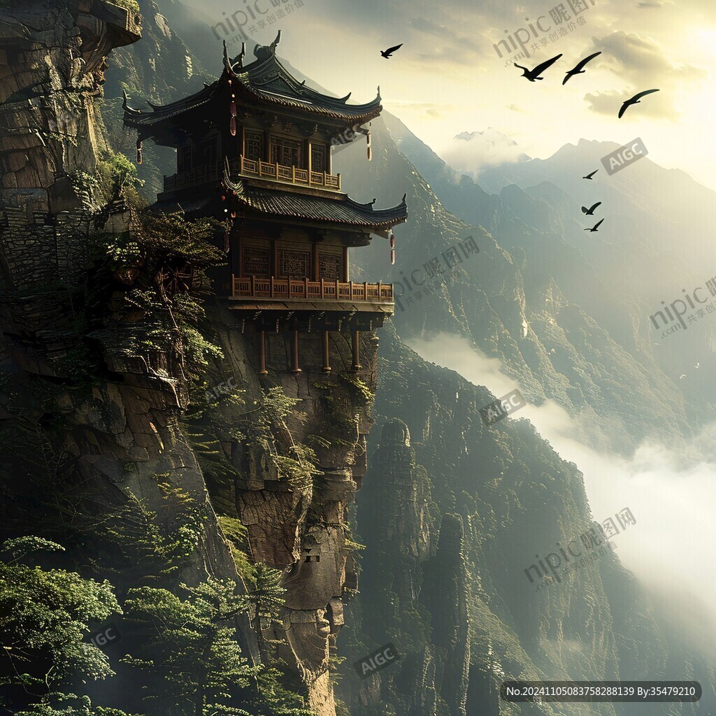 飞霞阁中国风山水意境