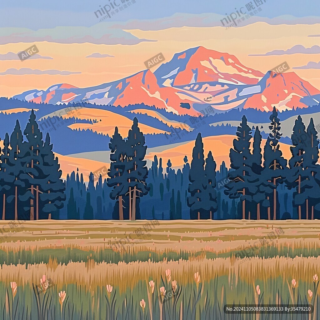 山风景插画包装