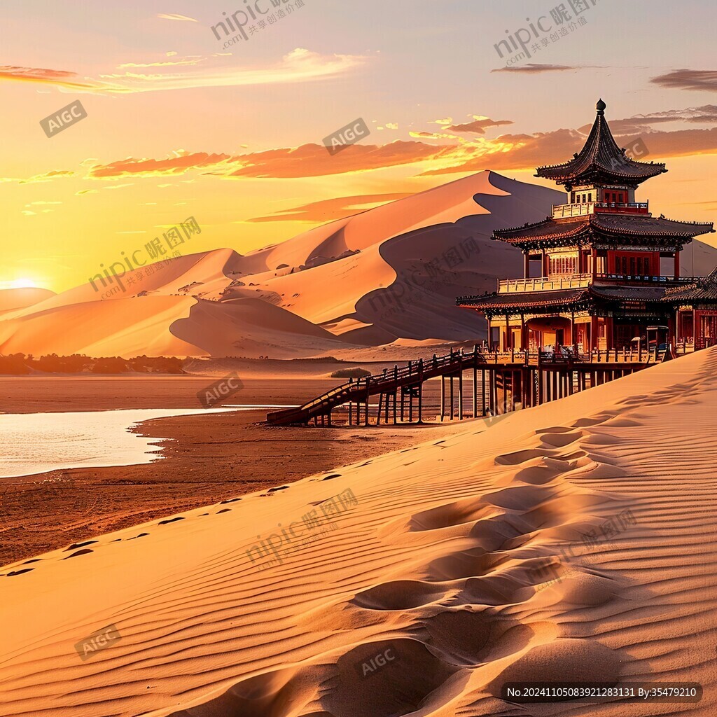 鸣沙山月牙泉夕照