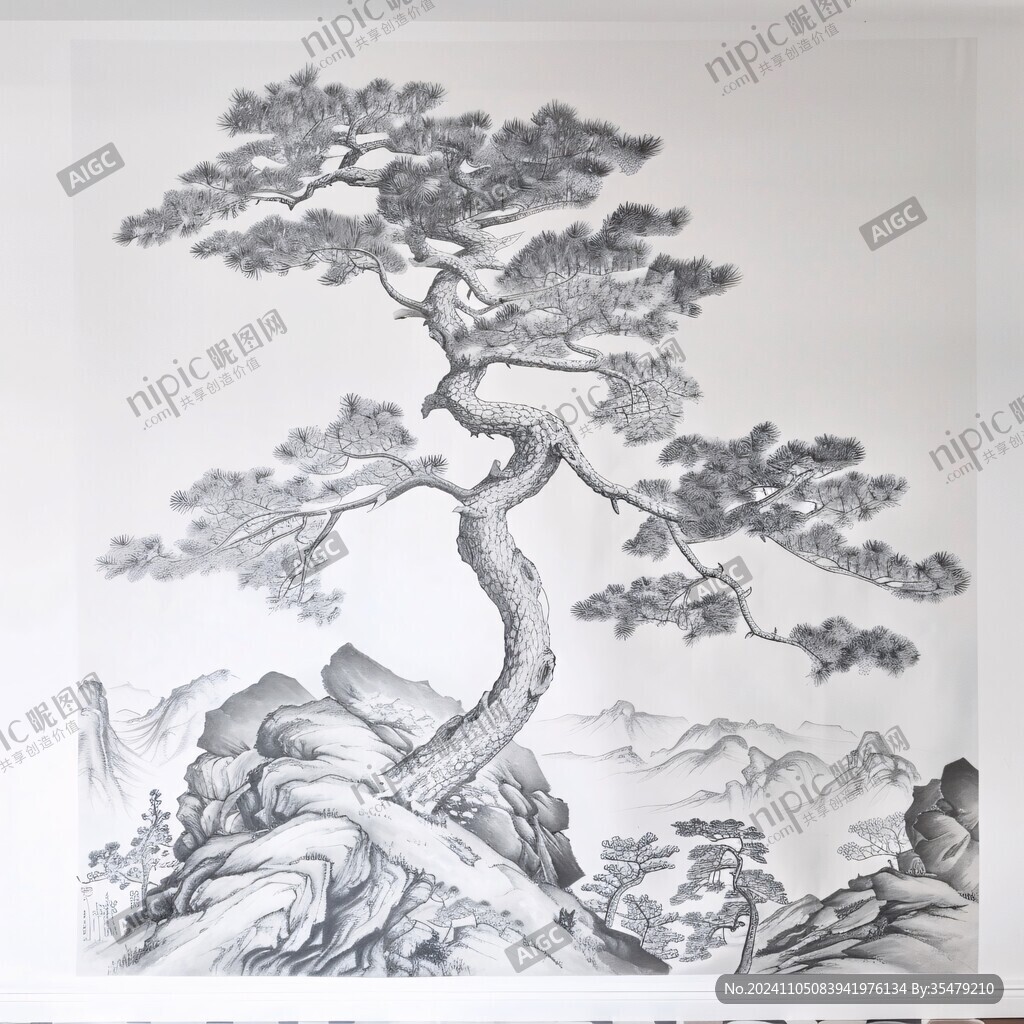迎客松线条