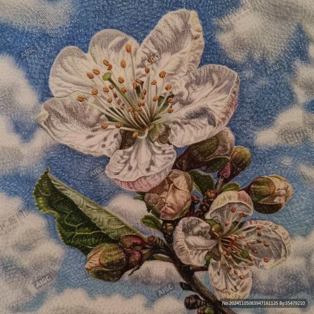 苹果花绘画