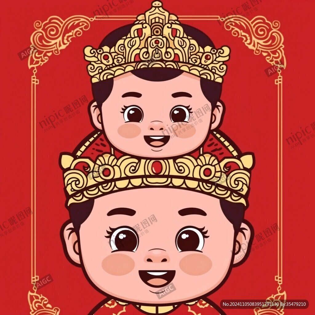 中式卡通新郎