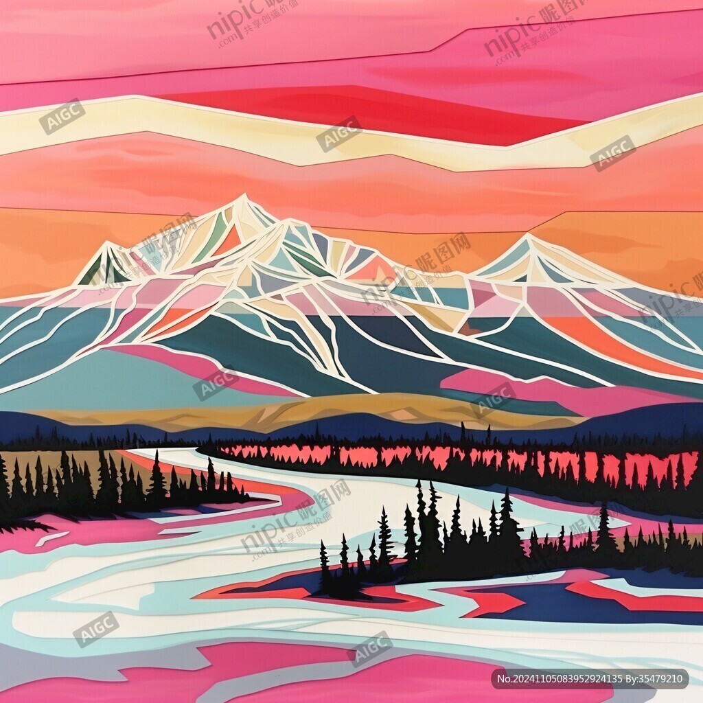 色彩线条色彩山水风景