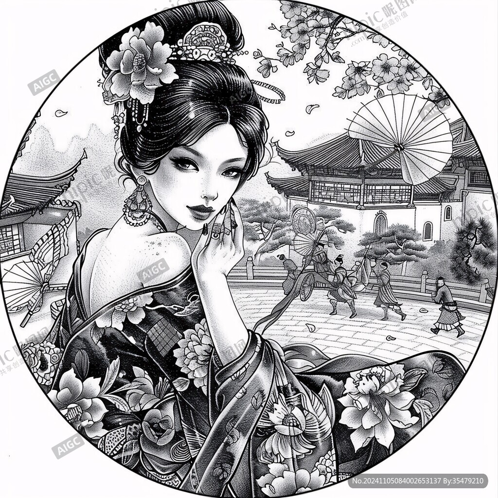 国潮美女手绘