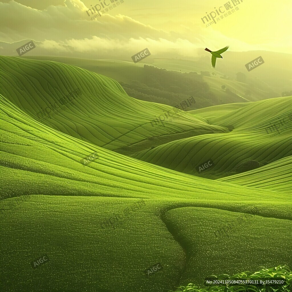 绿色丘陵自然风景