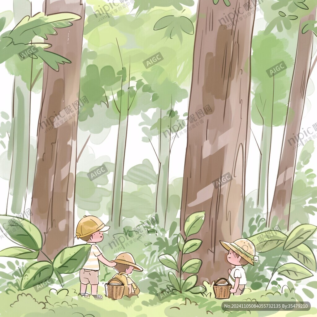 手绘儿插森林
