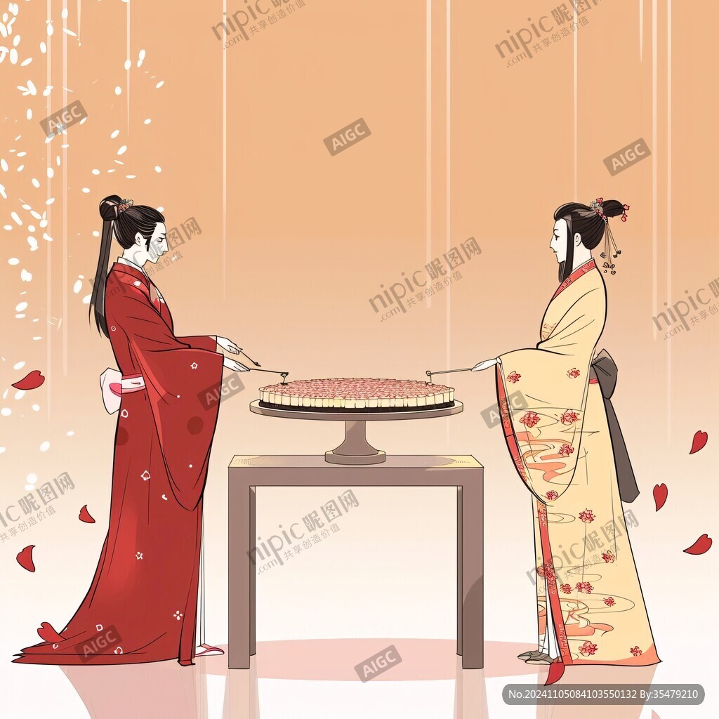 汉服婚礼插画