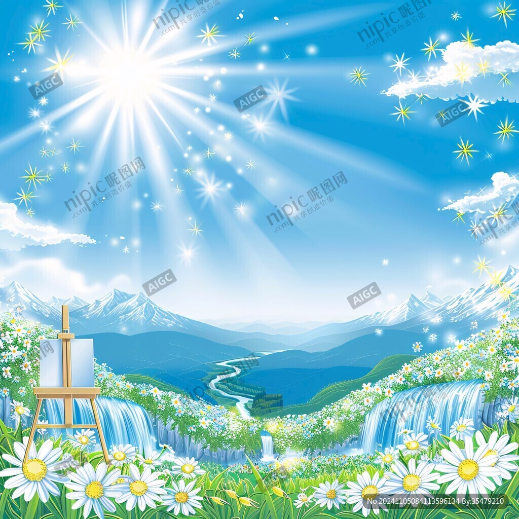 阳光晴朗风景插画