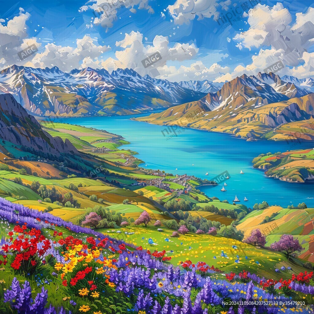 美丽山水风景绘画风景