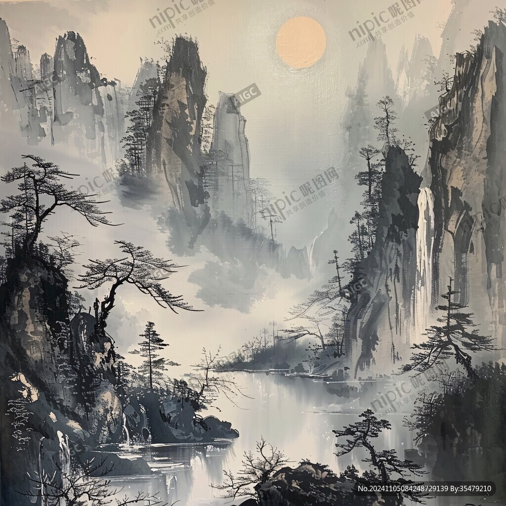迎客松壁画挂画壁纸