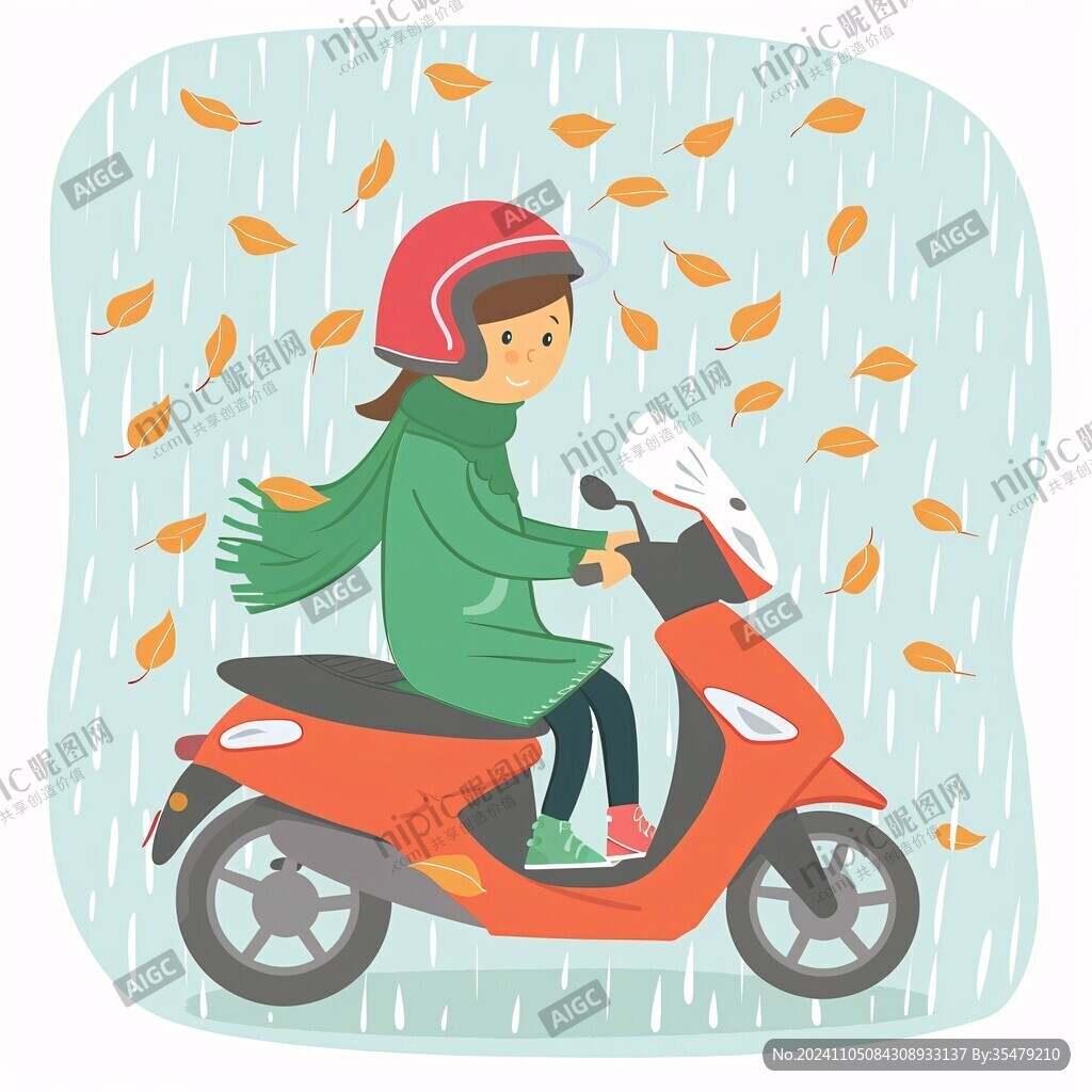 雨中骑电动车的人