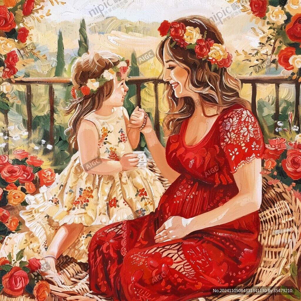 母亲节油画母亲节手绘