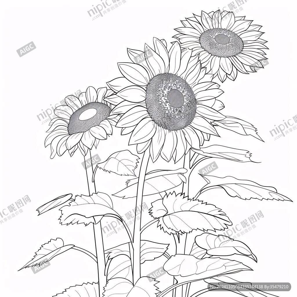 线描向日葵