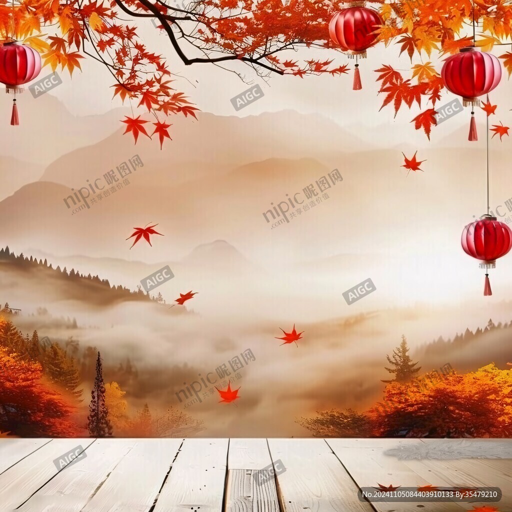 新中式红枫叶背景