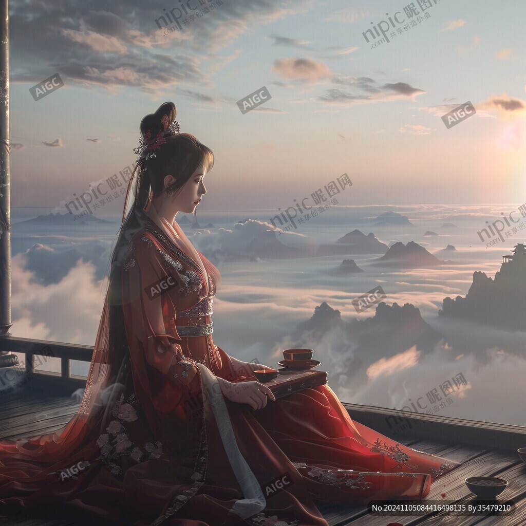 红衣少女设计古风