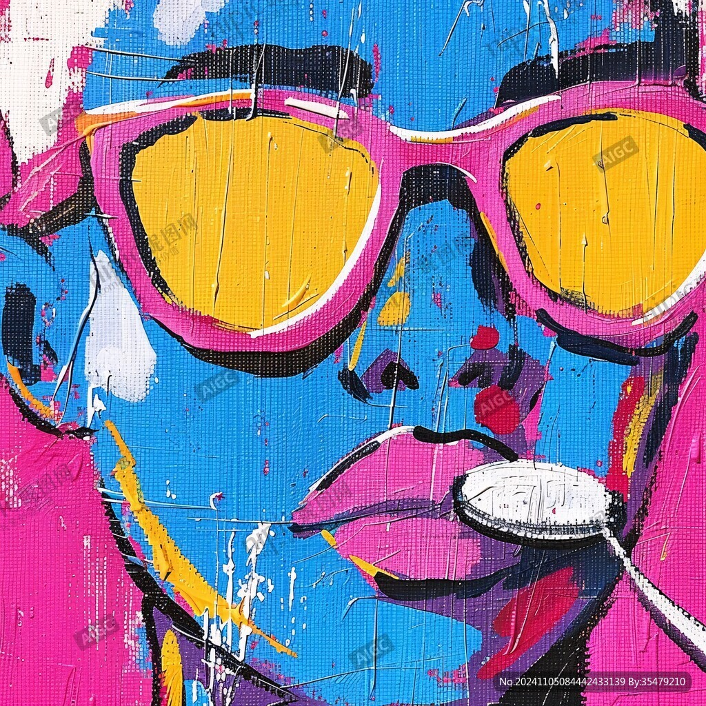 人脸色块拼接装饰画