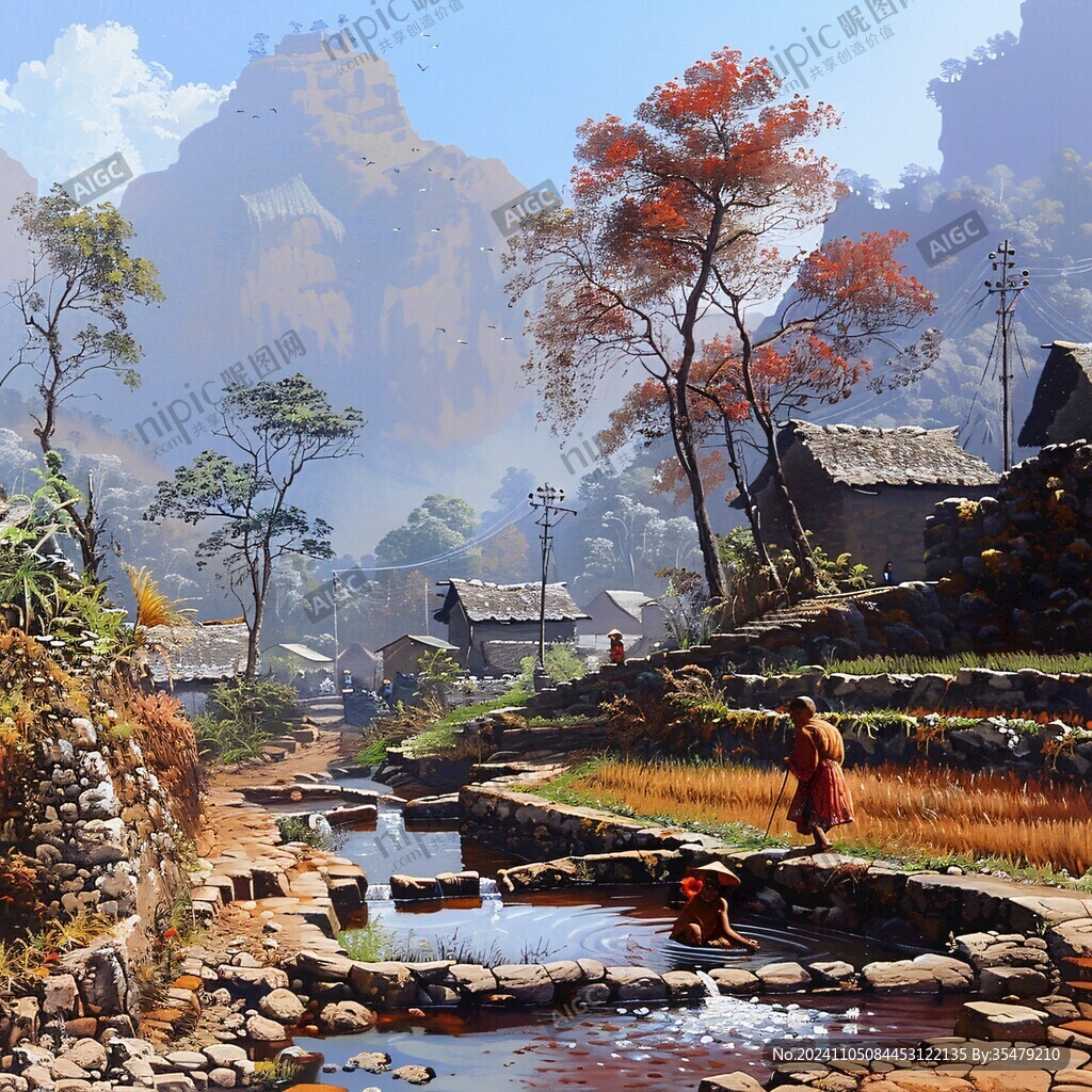 唯美山村图