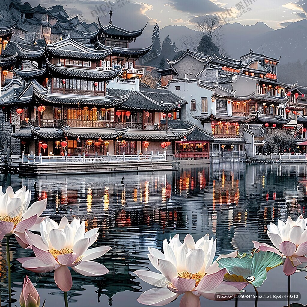 中国唯美建筑装饰画
