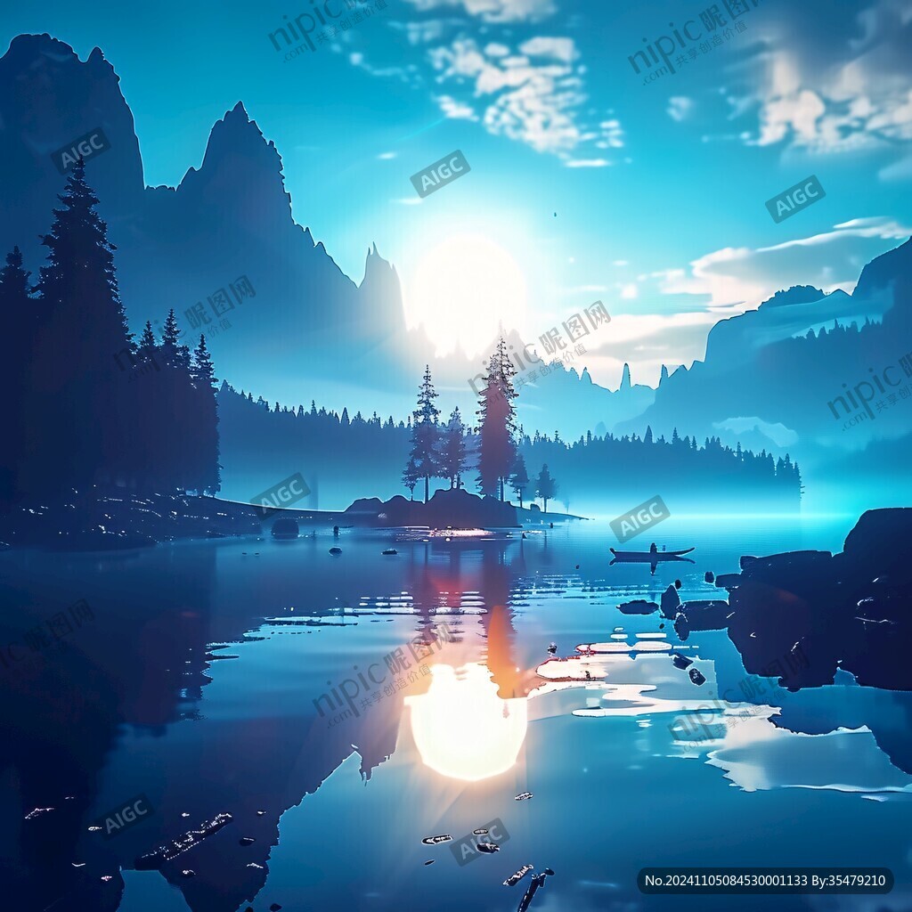 暖调山水风景